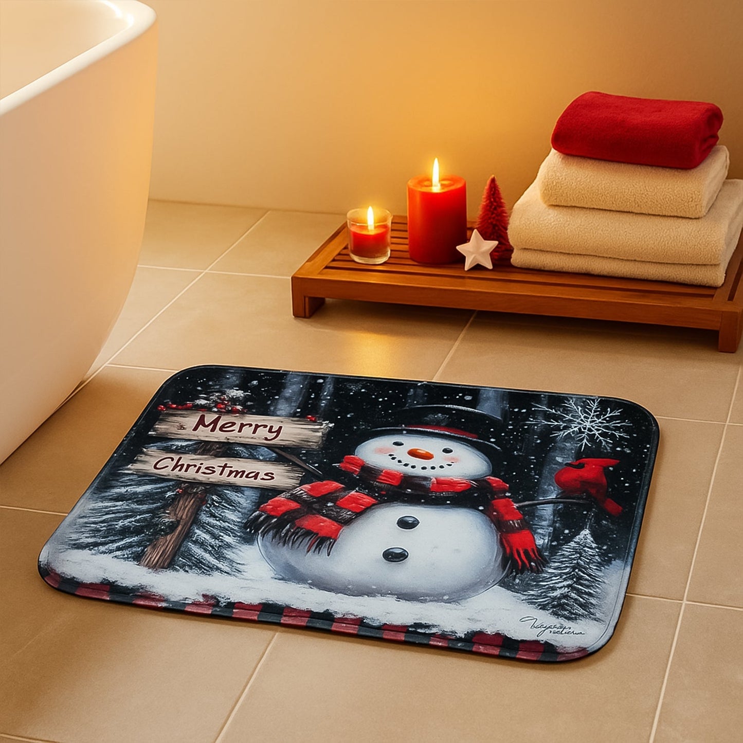 3 in 1 Christmas-Themed Bathroom Mat - (1 Set)